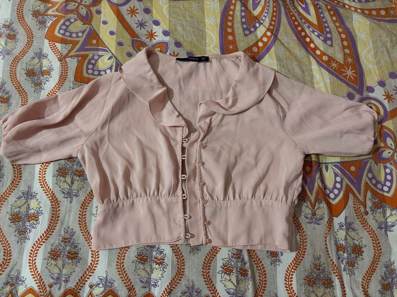 Blush Pink Cropped Blouse