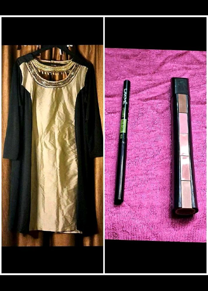 Combo Of 3,A Embellished Kurta, waterproof Kajal,