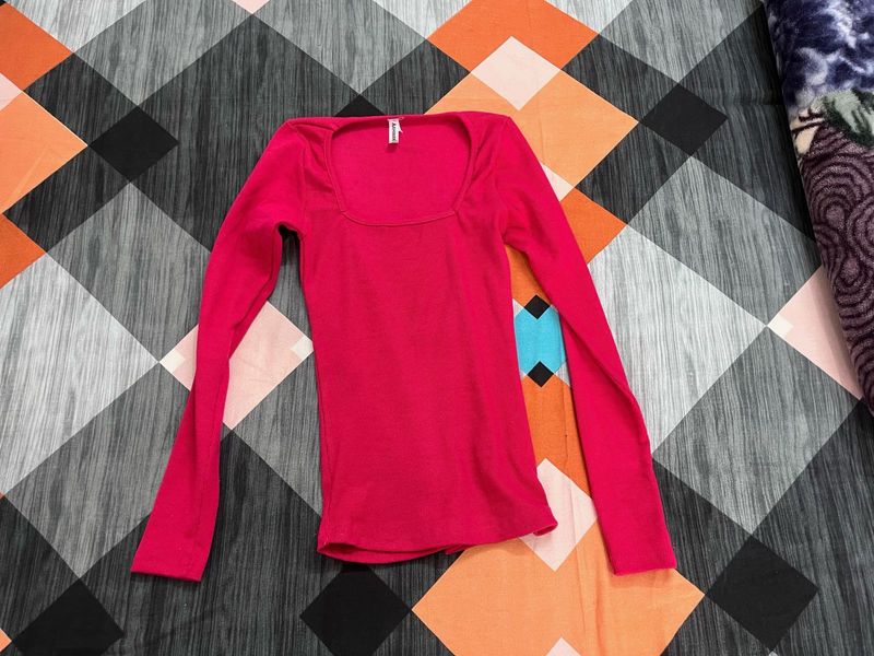 Vibrant Pink Long Sleeve Top
