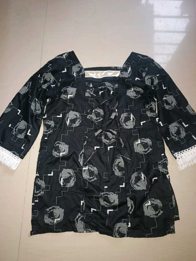 Black Printed Kurta
