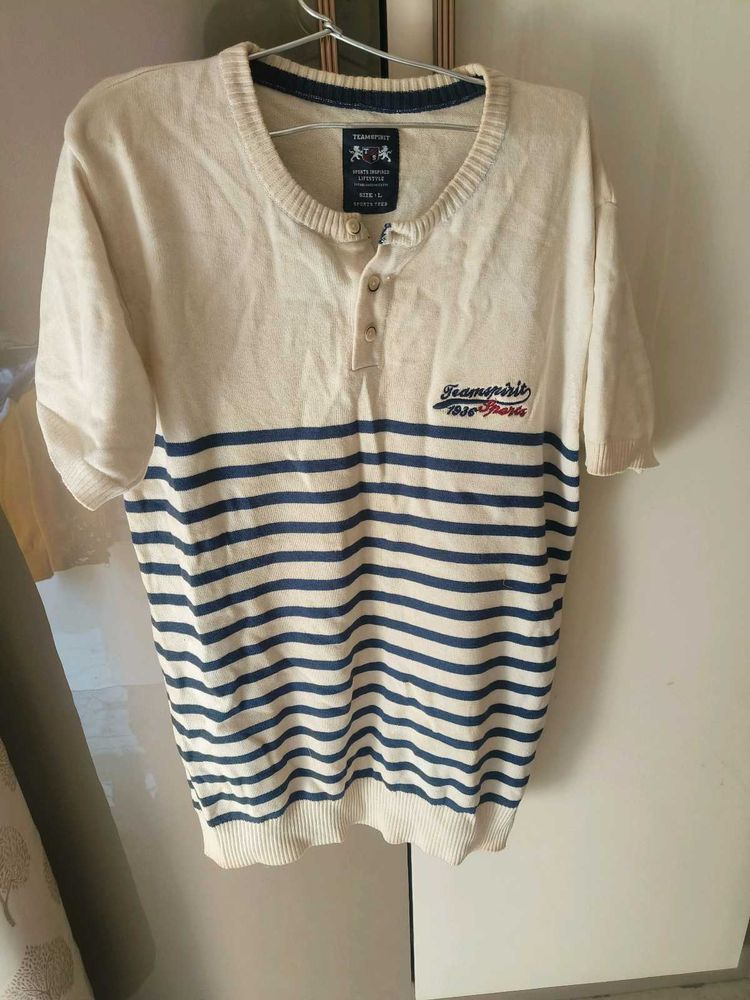 Teamspirit Striped Knit T-Shirt