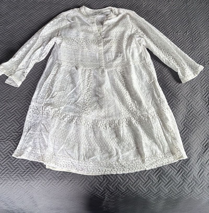 White Lace A-Line Dress