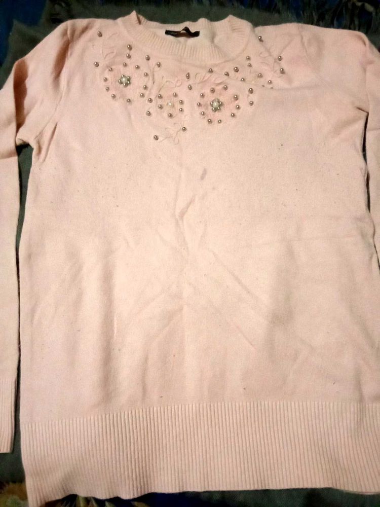 Cute Pink Embellished Sweater