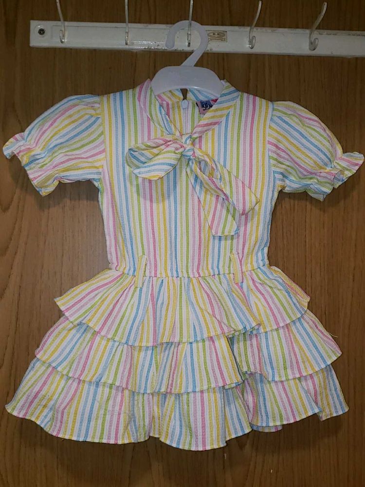 Striped Ruffled Tiered Dress