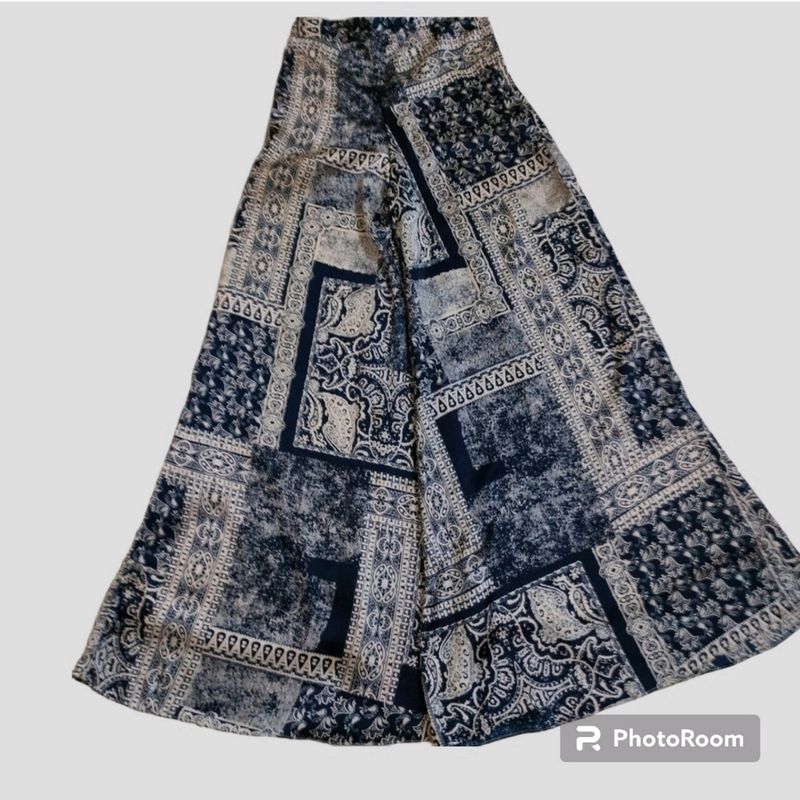 Printed flared trending blue plazzo for women