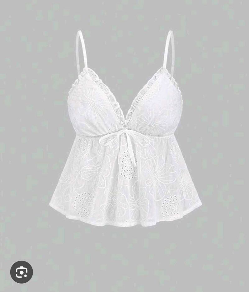 Chic White Eyelet Cami Top