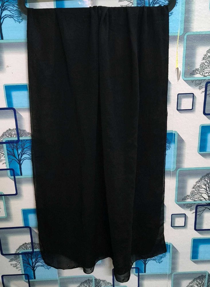 Black Embellished Dupatta soft &amp; silk pearl border