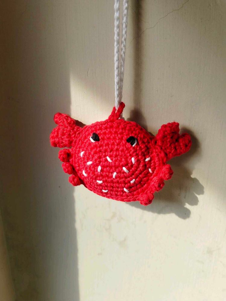 Crocheted Red Crab pouch/ bag charm
