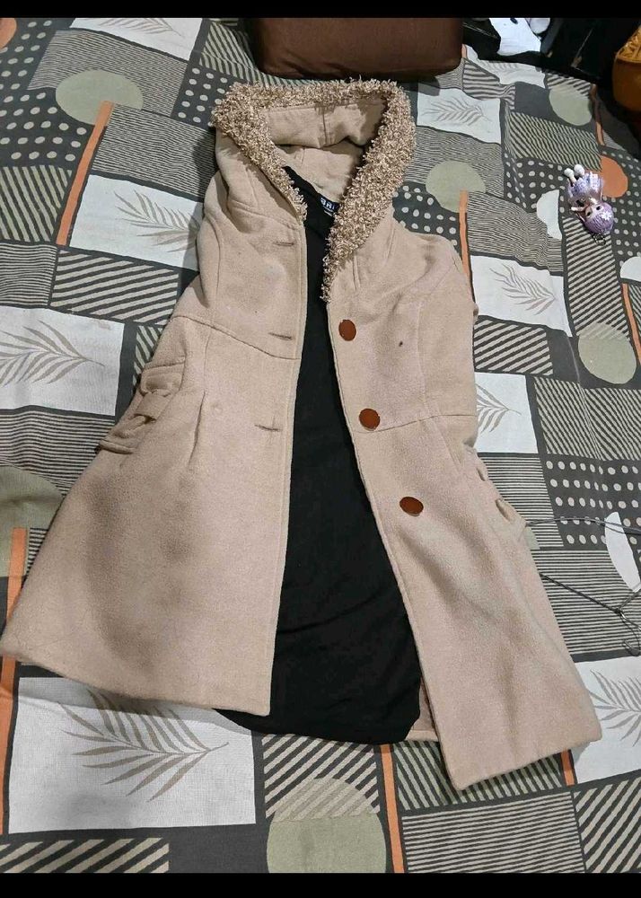 Cozy Beige Hooded Coat and dress free