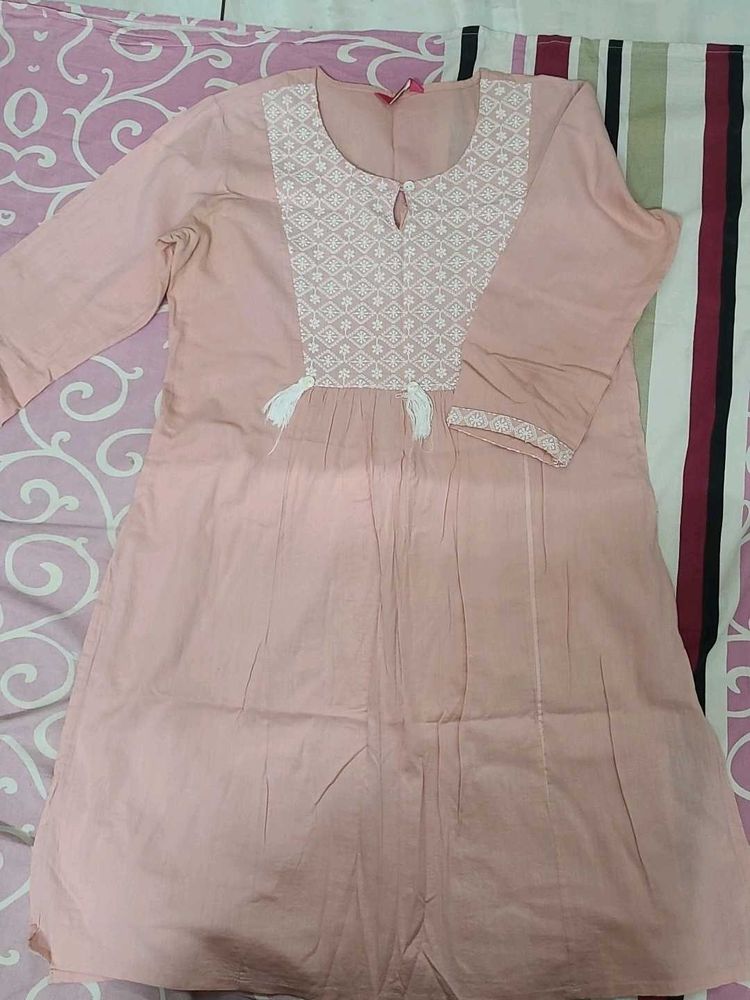 Pink Embroidered Kurta