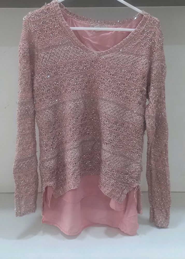 Women Soft Net Sequence Work Top