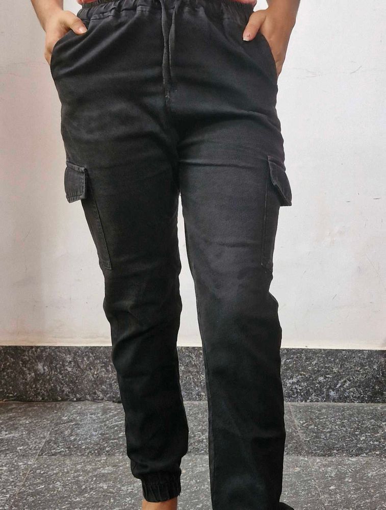 Black Cargo Joggers