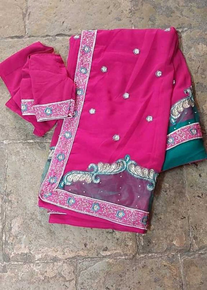 Net Sequins Border Embroidered Saree