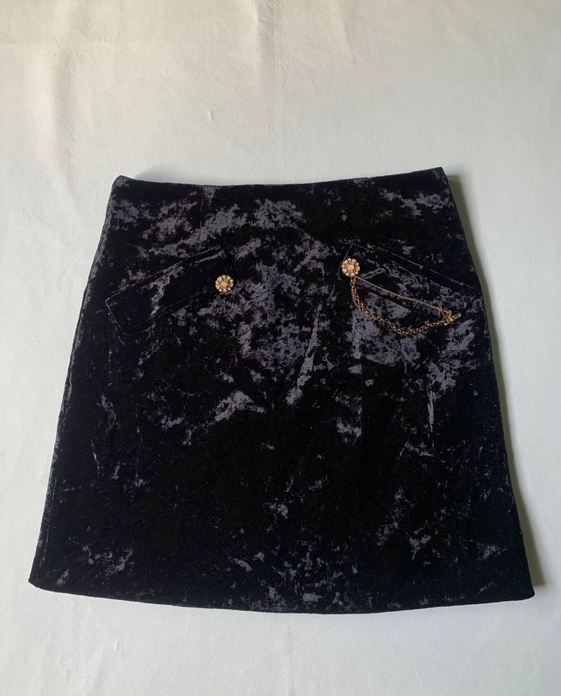 Black Velvet Mini Skirt