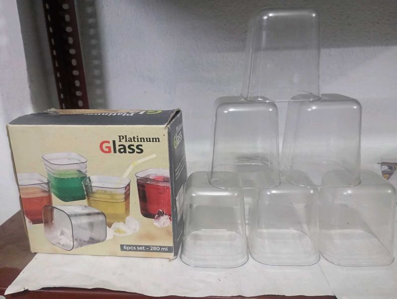6 Pieces Platinum Glass Tumblers Set
