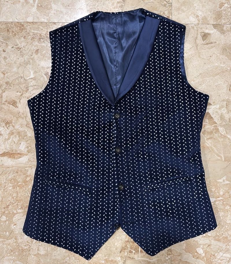 Navy Blue Jacquard Vest