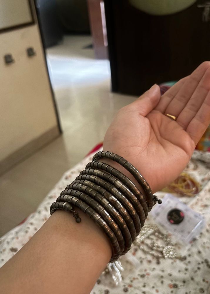 metallic stacked bracelet