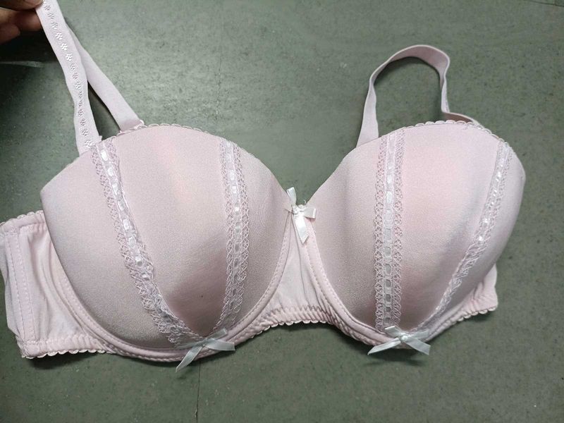 Cute Pink Lace Trim Bra