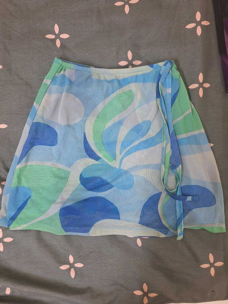 Blue &amp; Green Wrap Skirt