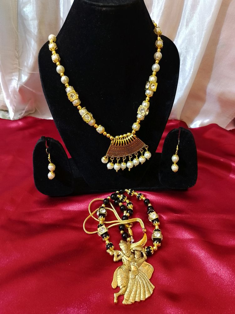 Long Necklace Combo(Black And White)