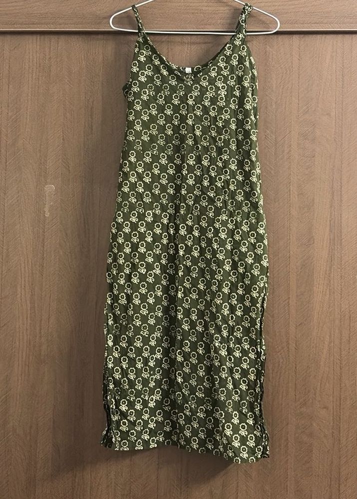 Olive Green Floral Kurta