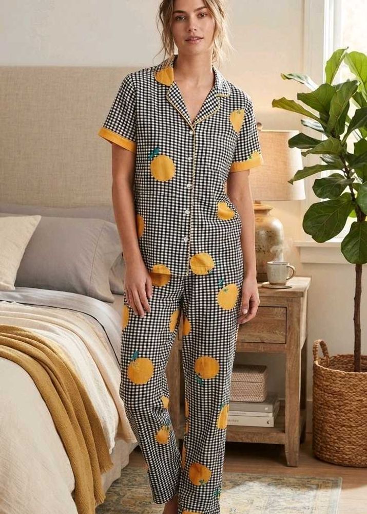 Cute Orange Print Pajama Set (NEW)