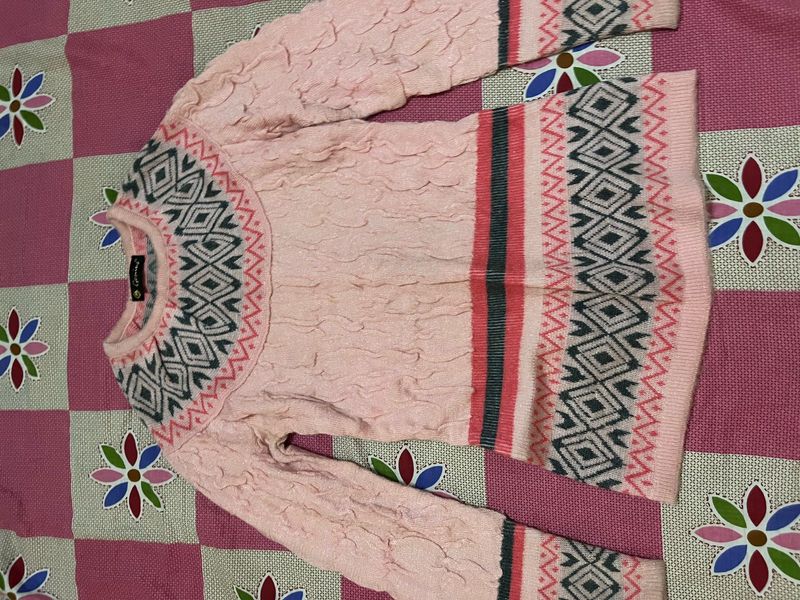 Cozy Pink Fair Isle Knit Sweater