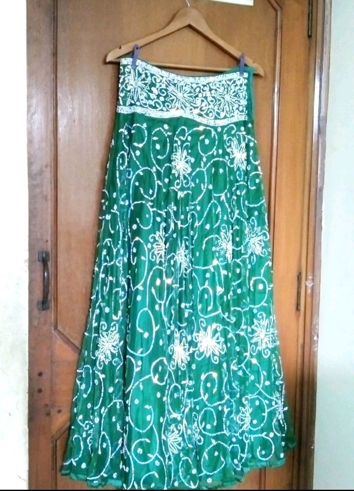 New Heavy Sequence Green Lehnga Set
