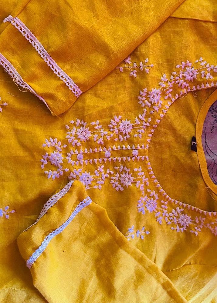 Yellow Embroidered Kurta