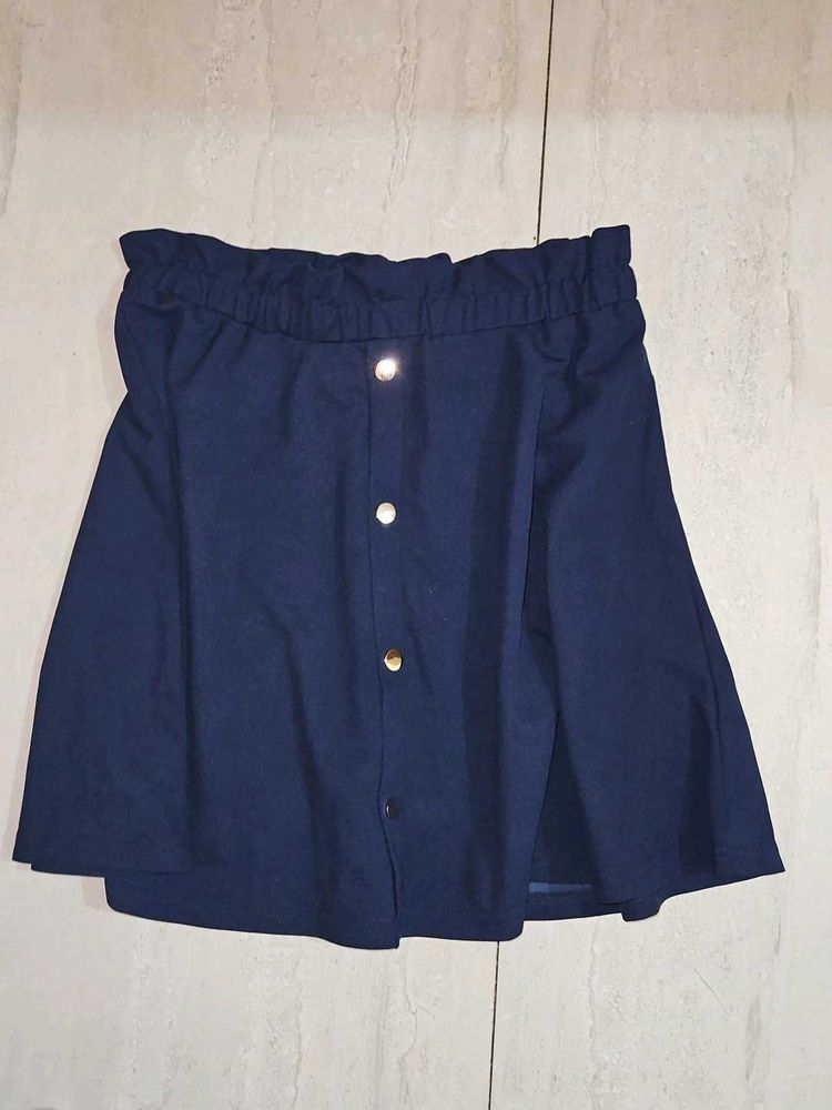 Navy Blue Button-Up Skirt