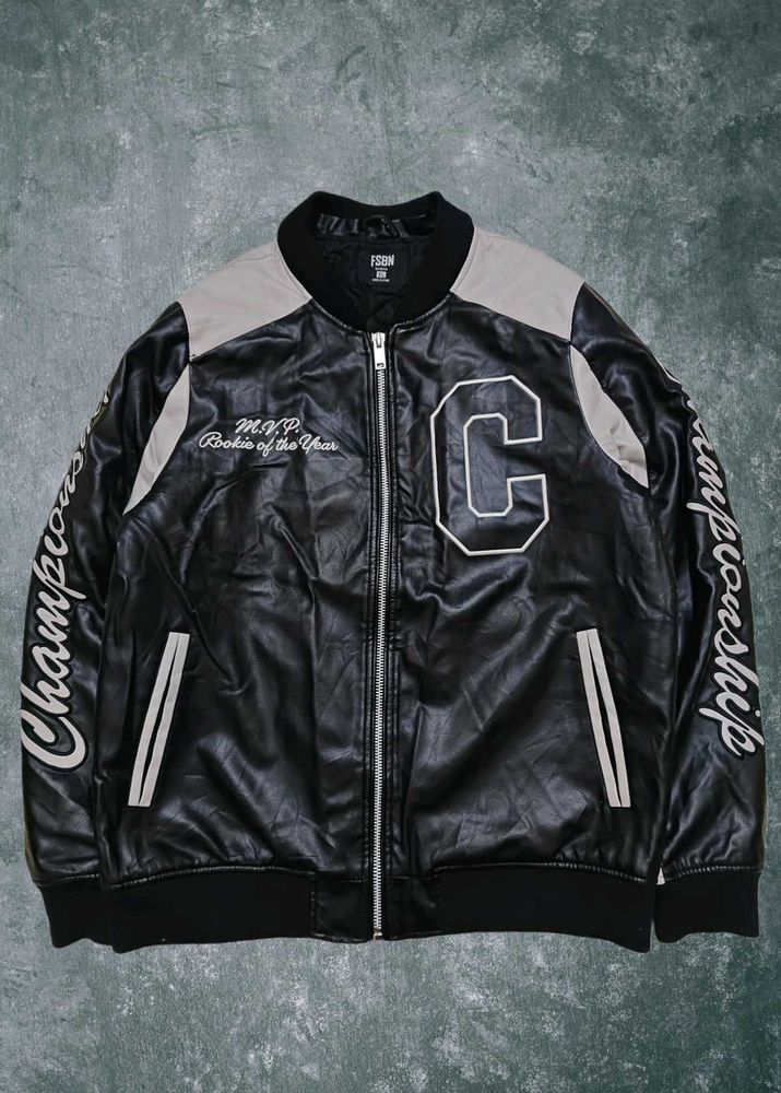 FSBN Faux Leather Varsity Jacket