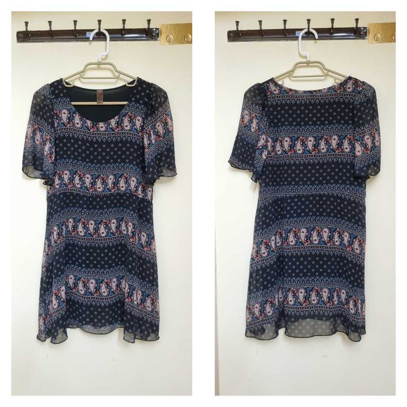 Chic black Paisley Print Dress