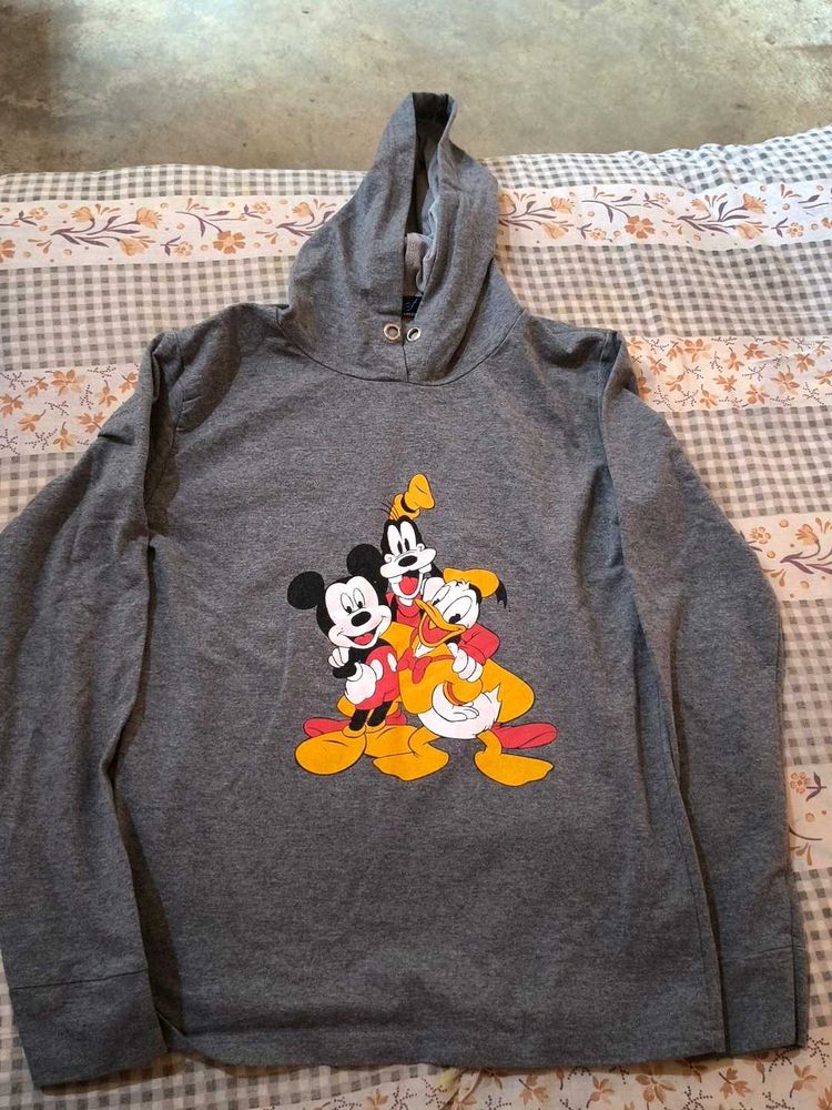 Grey Mickey Mouse Graphic Hoodie
