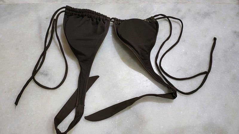 Brown String Bikini Top