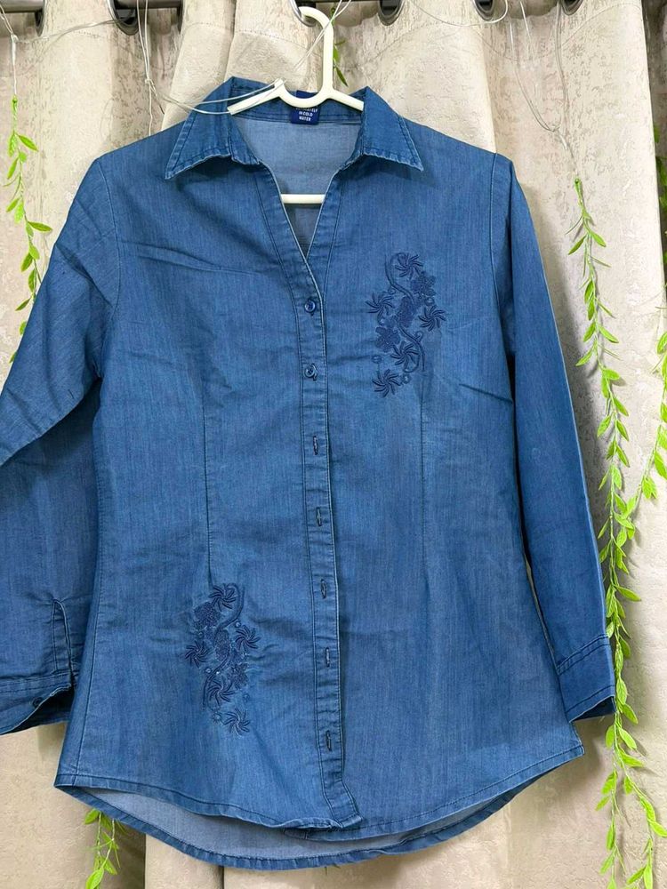 Embroidered Denim Shirt