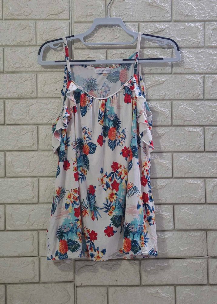 Cache Cold-Shoulder Ruffle Camisole To