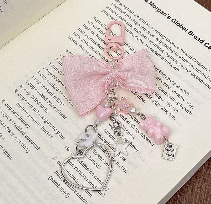 Cute Pink Bow Charm Keychain
