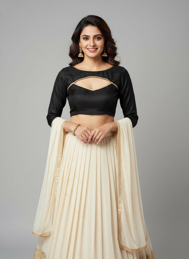 Black raw silk readymade blouse