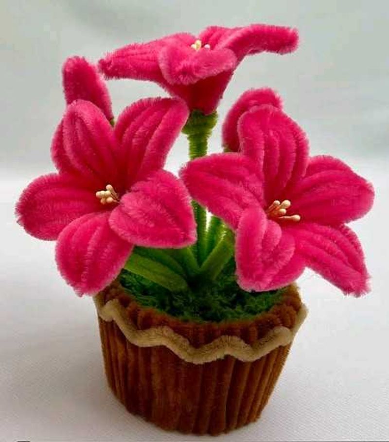 Handmade Pink Pipe Cleaner Flowers