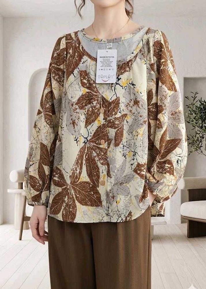 Oversized Women's Kurta with Leaf Print 🍁🍂