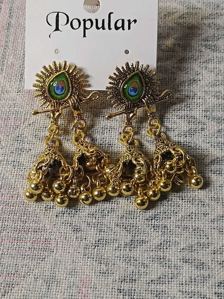 Peacock Jhumka Earrings