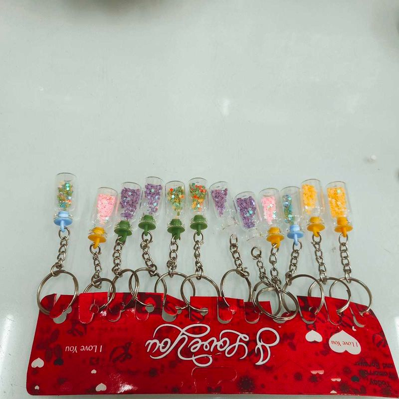 Sparkling Glitter Bottle Keychain Set