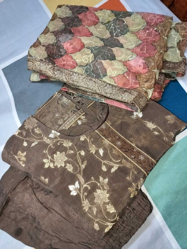 Banarsi silk stitched kurta set