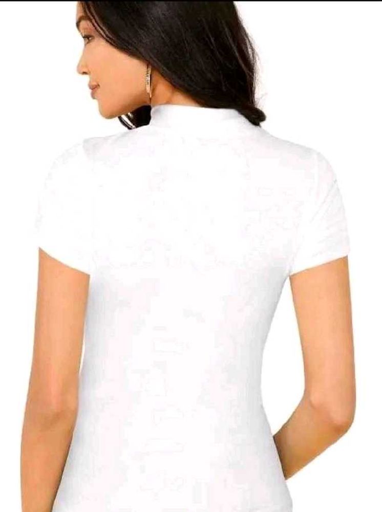 Women's White Mock Neck Top