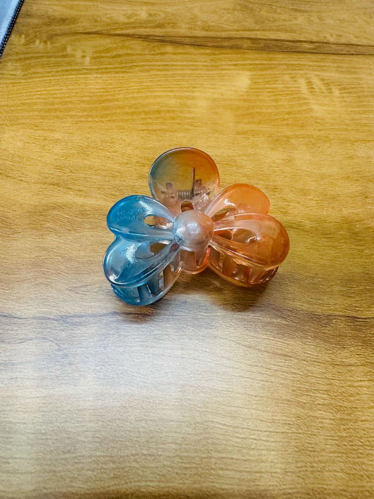 Flower Hair Claw Clip dual shade blue orange