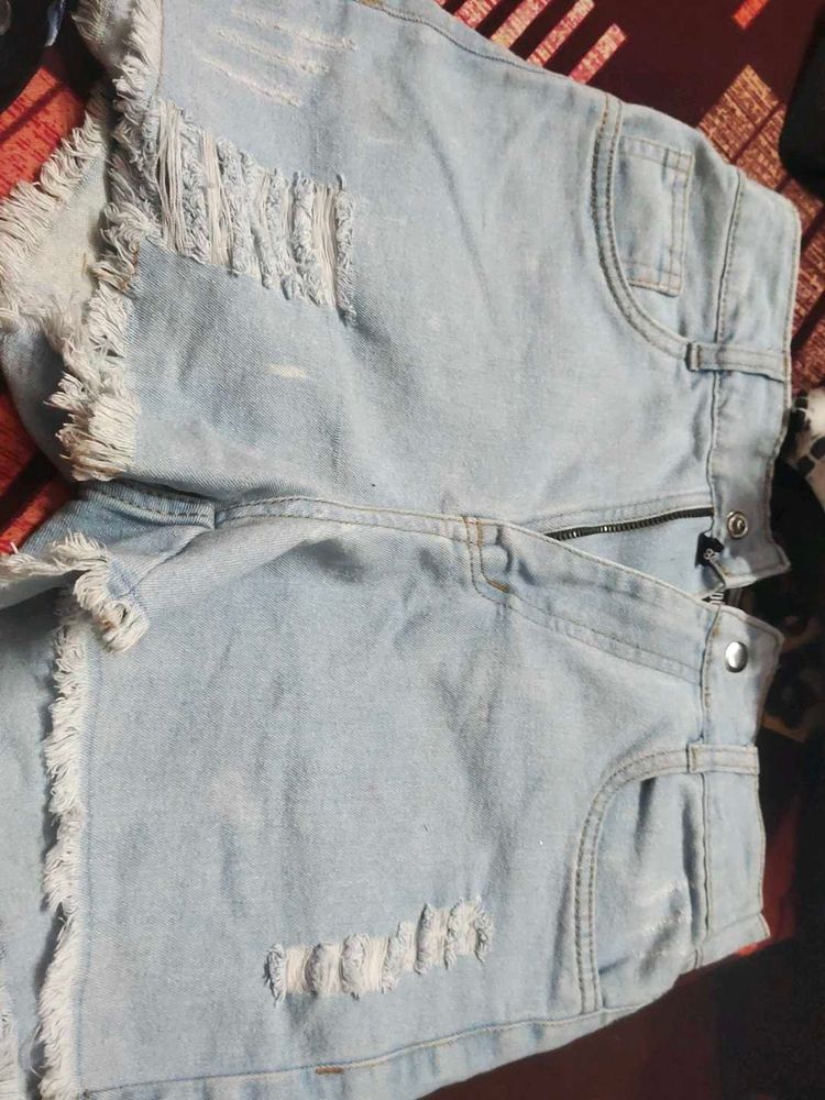 Distressed Denim Shorts