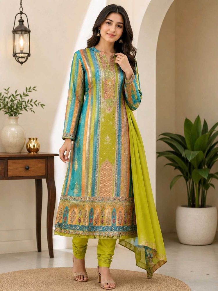 Vibrant Striped Salwar Kameez Set
