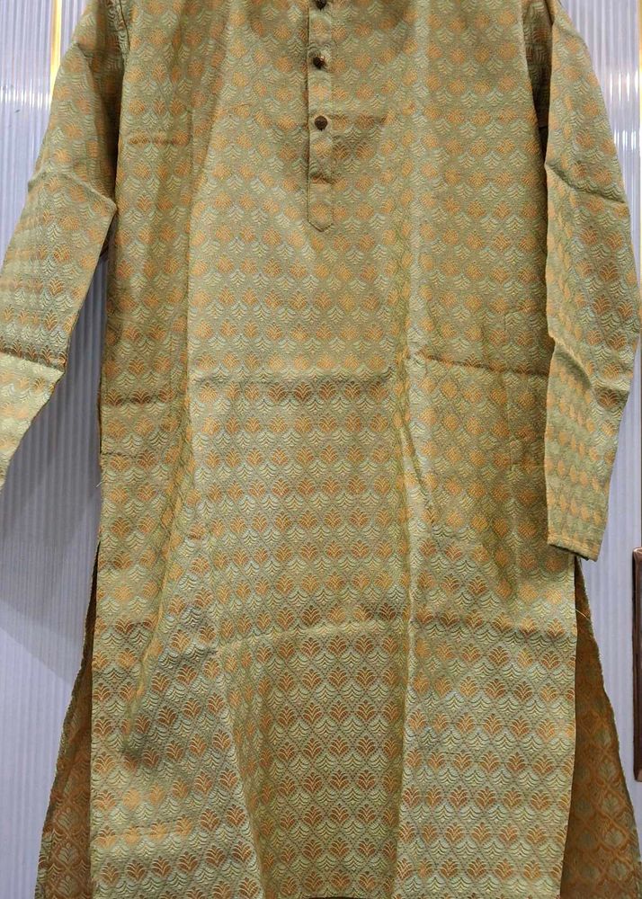 Men's Jacquard Kurta pista  green colour