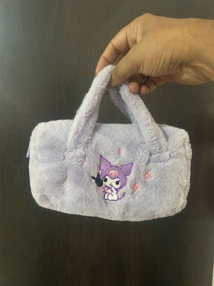 Cute Purple Faux Fur Pouch