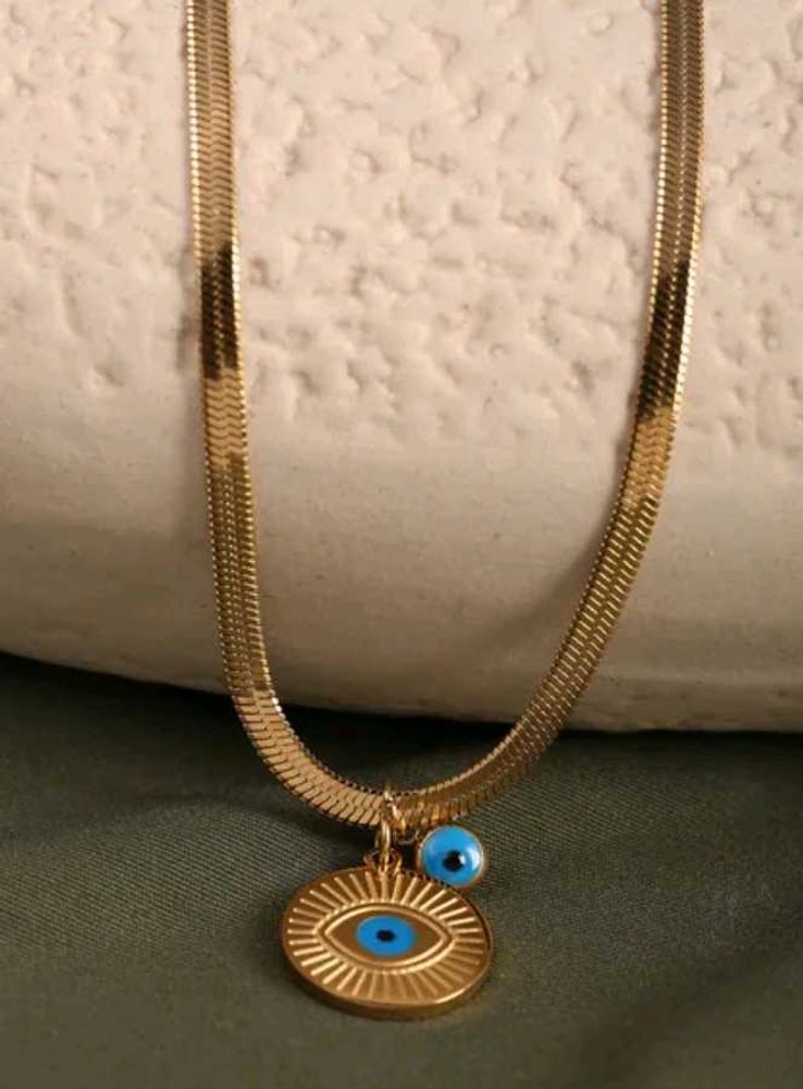 Gold-tone Pendant Snake Chain Necklace